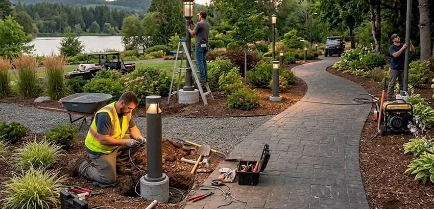 Landscape Post, Pole, and Bollard Lighting Installation in Franklin